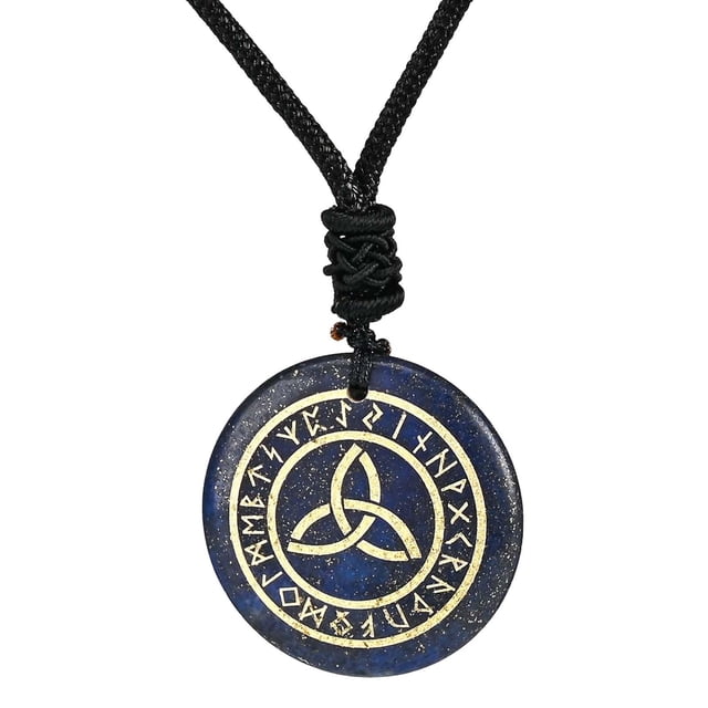 Colgante de triquetra antiguo, collar con colgante de runa, joyería de runas talladas lisas, negro Azul oscuro Yuyangstore COLLAR COLGANTE