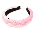 thumbnail image 1 of XASZHN Textured Braided Velvet Wide Headband for Women Solid Color Hair Accessory with Ribbon Detail Pink_001 One Size, 1 of 5