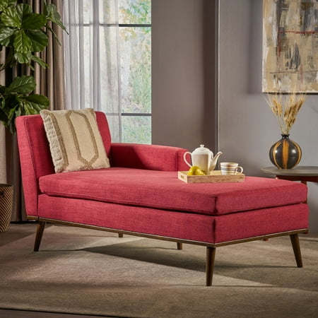 Stella Lounge Set - Noble House Stella Mid Century Modern Fabric Chaise Lounge,Red