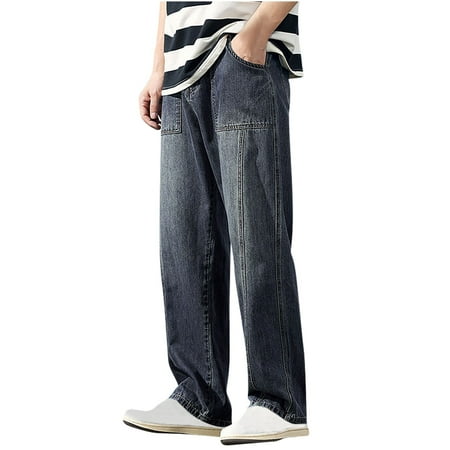 FNFYFH Men s Jeans Non Stretch Loose Fit Wide Leg Baggy Jeans Pants Hip Hop Streetwear Denim Pants