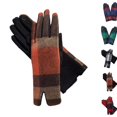 thumbnail image 3 of Women Tartan Checked Plaid Touchscreen Gloves Winter Warm Christmas Holiday Gift Orange, 3 of 5
