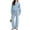 Sky Blue, variant on Women's Casual Solid Color Round Neck Thickened Warm Set, Cozy Fleece Lined Top and Pants, Winter Loungewear,Sky Blue S