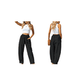 thumbnail image 3 of Pantalones de Verano para Mujer, Estilo Palazzo, Holgados, de Cintura Alta, Estampados, para Vacaciones en la Playa Negro XL, 3 of 8