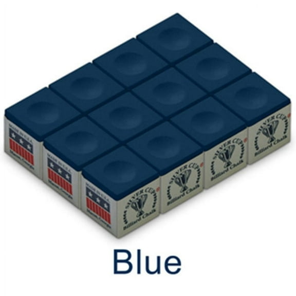 Silver Cup Blue Billiard Chalk 12 Pack