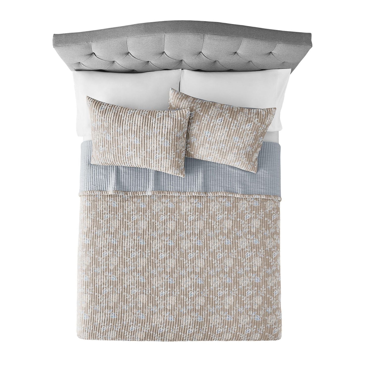 Couette matelassée pour adulte Mainstays Garment Wash, imprimée, pour lit double, Queen, 1 pièce Couvre-lit Matelasse 100%Coton