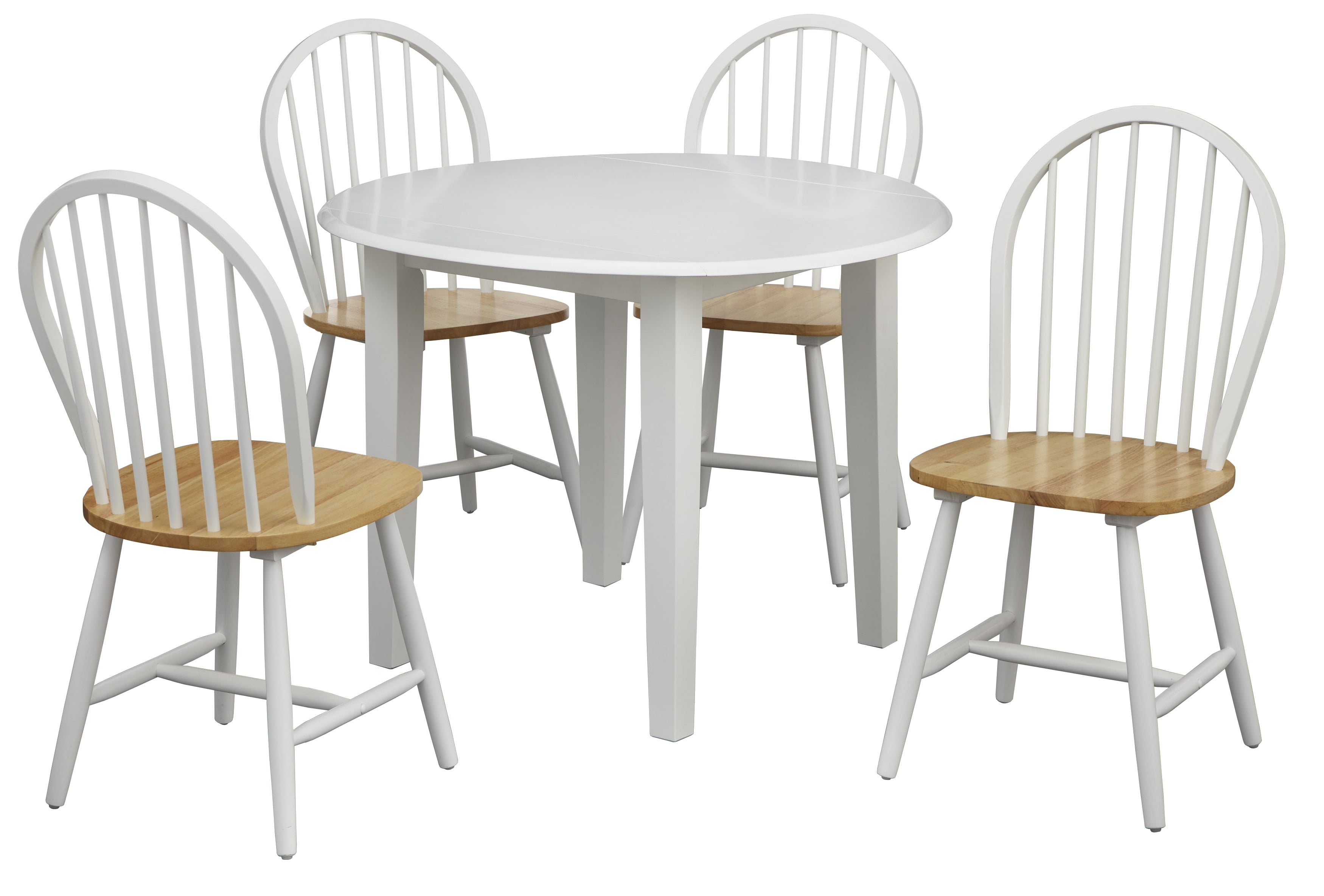 TMS Chadwick 40” Round Solid Wood Drop Leaf Dining Table, White