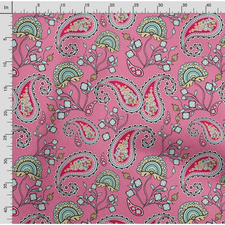  Soimoi Asian Paisley Print, Silk Fabric, Decor Sewing
