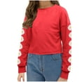 thumbnail image 4 of Kids Girls Crop Tops Cute Daisy Pinted Long Sleeve Tee Shirts Fashion Casual Loose Fit Crewneck Pullover Sweatshirt Tops 4-13 Years, 4 of 5