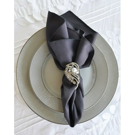 

Wedding Linens Inc. (10 pcs) 17 x 17 Polyester Linen Napkins - Pewter / Charcoal