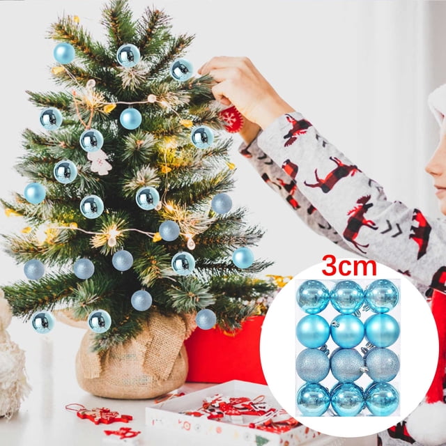 DPTALR 24PCS Christmas Tree Ornament Pendant Party Supplies Tree Hanging Plastic Ball 3cm/1.18in