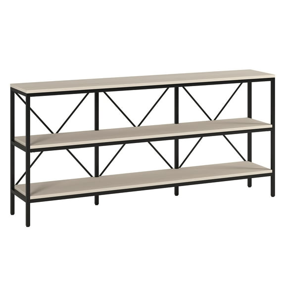 Evelyn&Zoe Modern Farmhouse 64" Wide Blackened Bronze/Alder White Console Table