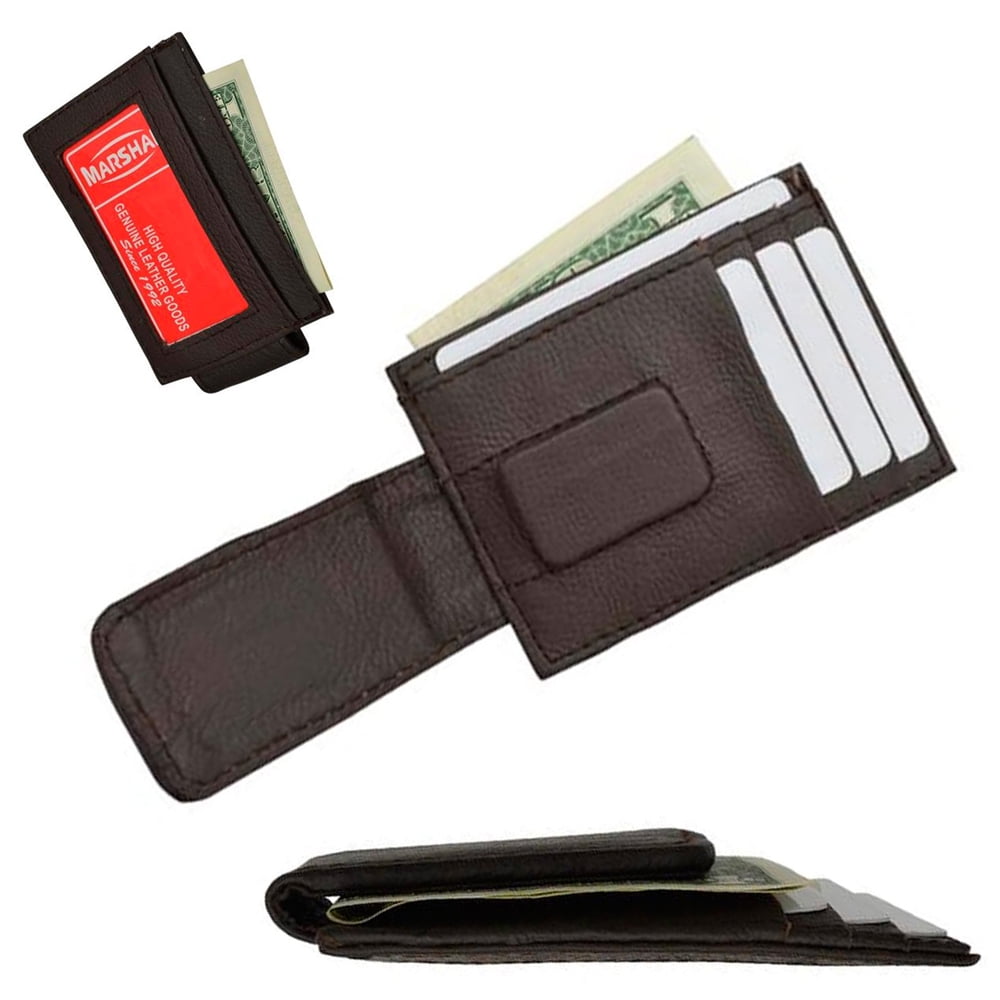 Men’s Genuine Fine Leather Wallet Credit Card ID Holder Money Clip W/ Magnet 