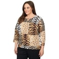 thumbnail image 3 of Alfred Dunner Womens Plus-Size Split Neck Animal Patch Top, 3 of 6