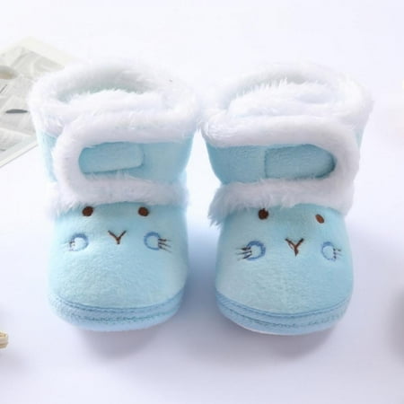 

Toddler Baby Girl Boy Cartoon Bear Cotton Shoes Plus Velvet Warm Snow Boots Infant Soft Sole Walking Shoes