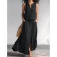 thumbnail image 4 of Summer Skirt Sets Women 2 Piece Outfits Sleeveless Top Elastic Waist Maxi Dress Sets with Pockets Black S, 4 of 6