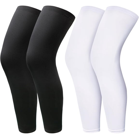 2 Pairs Leg Sleeves,Full Length Leg Compression Sleeve,Sports Long Knee Sleeve with Anti-slip Silicone Strips