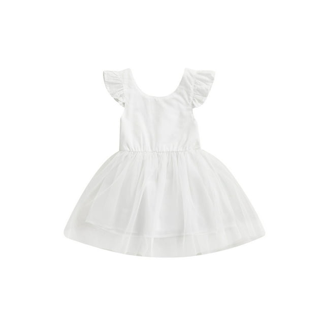 Faithtur Petite Fille?S Mouche Robe Manches Mode Couleur Unie Col Rond Maille Fil Couture une-Ligne Robe