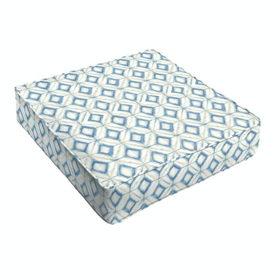 Sorra Home Blue Diamond Tile Indoor/Outdoor Deep Seating Cushion, Corded