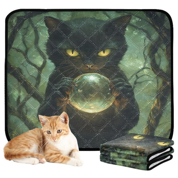 Qxltty Black Cat Magic Ball Cat litter Pads Pet Set of 3 Diaper Mats Center Anti-leakage Layer Absorbent Soft and Comfortable