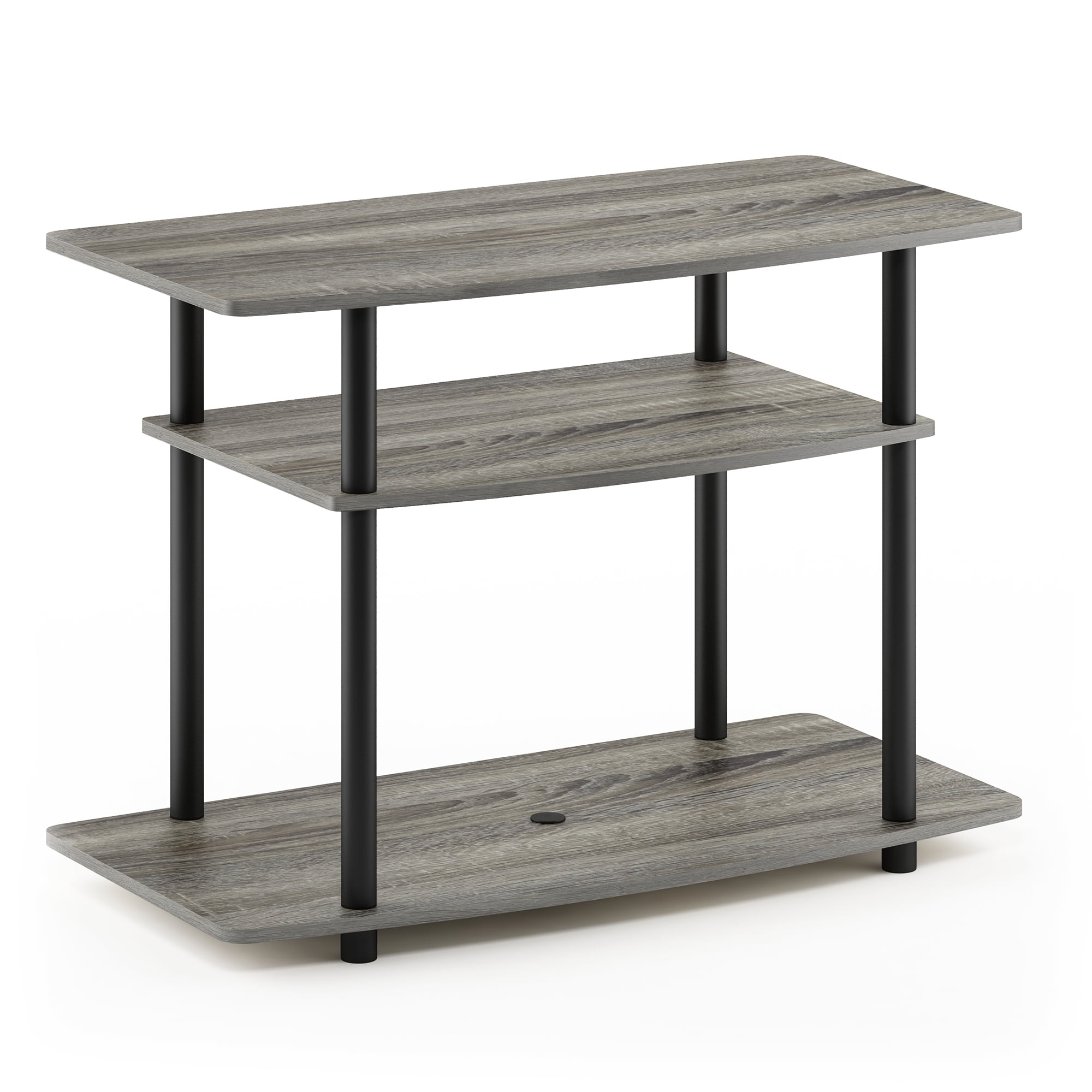 Furinno TURN-N-TUBE No Tools Wood 3-Tier TV Stand for TV up to 32" in Oak Gray