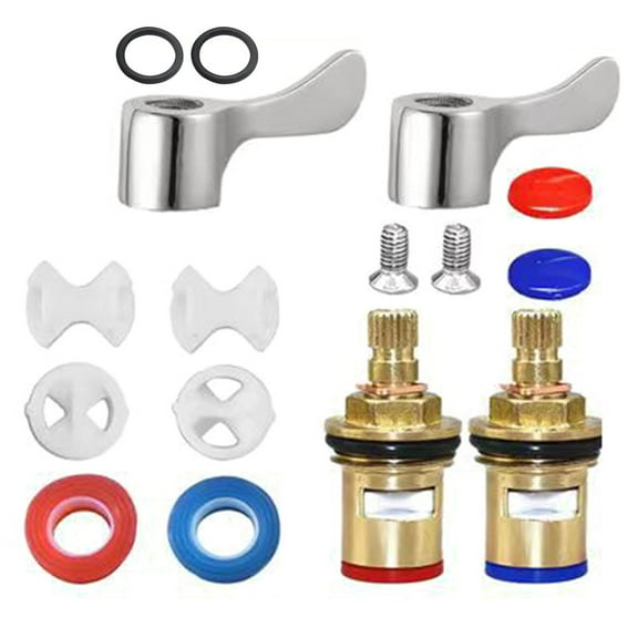 2 Set Replacement Tap Valves 1/2" Handles for Sink Taps Kitchen Faucet Bathroom
