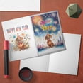 thumbnail image 3 of Happy New Year with Dachshund Fireworks Holiday Xmas Winter 2025 5x7in Folded Greeting Card Wiener Dog Lover Gifts Idea Single Note Card with Envelope - 00025, 3 of 5