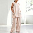 thumbnail image 5 of BaoFuBaoMei Womens Pajama Sets Plus Size 2 Piece Sleeveless Lounge Set Crew Neck Tunic Top and Wide Leg Pants Pjs Fall Loose Sleepwear, 5 of 5