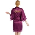 thumbnail image 5 of LYMAYTER Women's ‌Bride Robe Bridal Robe Lace Trim Kimono Soft Satin Party Sleepwear Bathrobe, 5 of 8