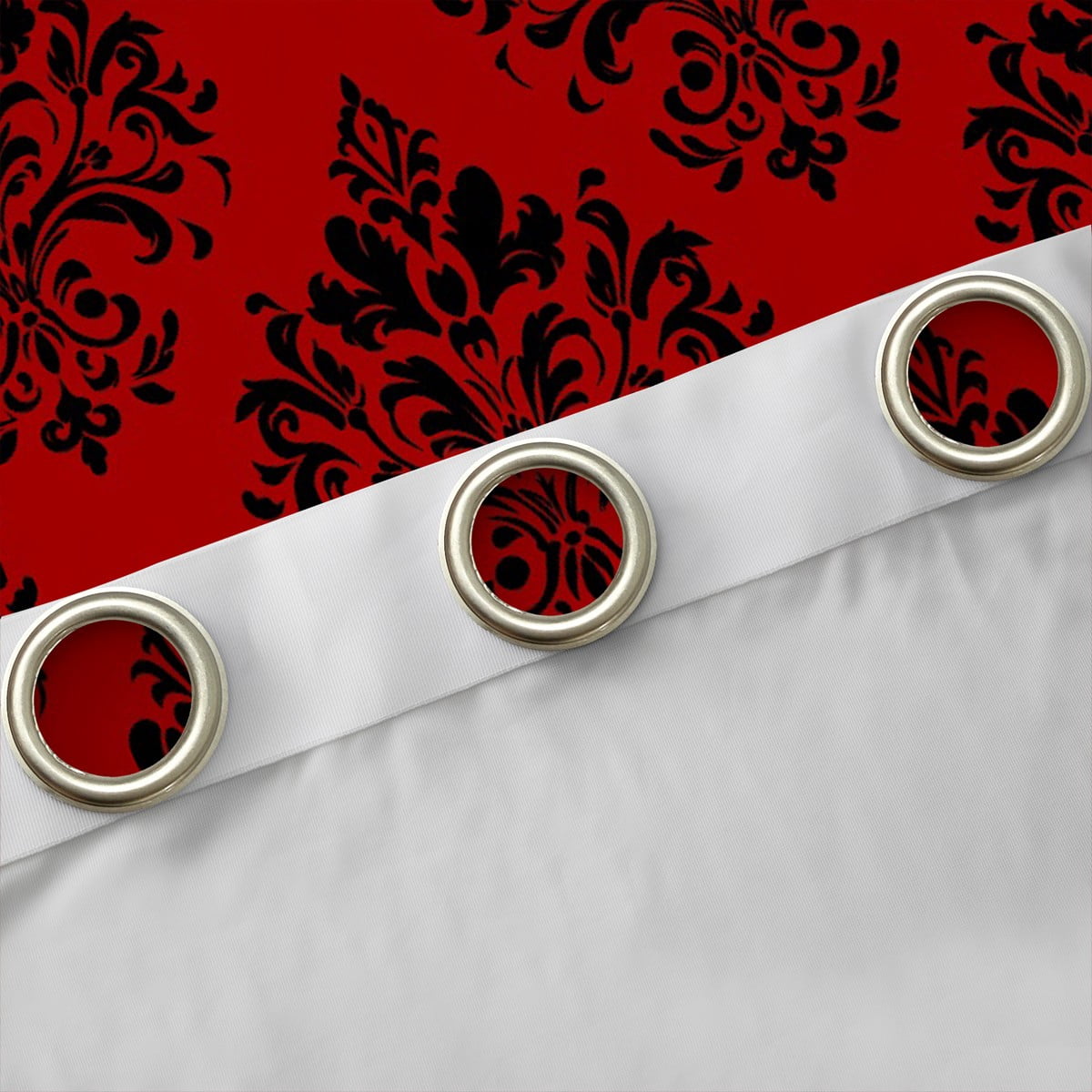 Erosebridal Gothic Floral Curtains for Living Room,Red Black Jacquard Blackout Curtains Set of 2(38x45),Boho Bohemain Flower Curtains and Drapes(38x45),Lightweight Room Decor