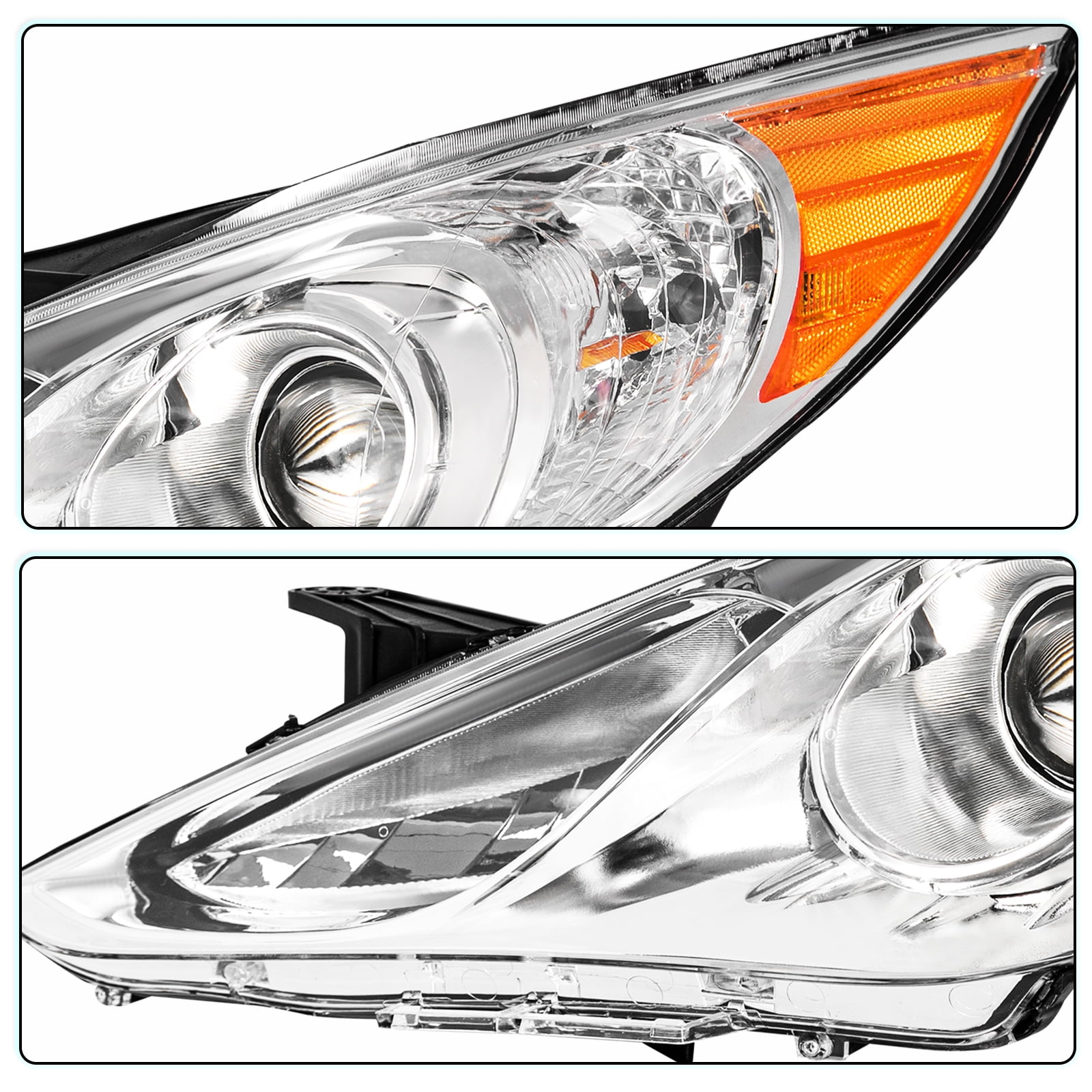 Chrome Housing Left Driver Side Halogen Headlight For 2011-2014 Hyundai Sonata