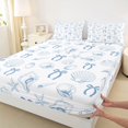 thumbnail image 4 of Manfei Seashell Bow King Sheets,Starfish Coastal Bedding,4pcs,1 Flat Sheet,1 Fitted Sheet and 2 Pillowcases, 4 of 6