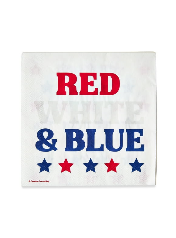 Patriotic Red, White & Blue 6.5" Paper Napkins with Matching Stars, 16 Count, by Way To Celebrate