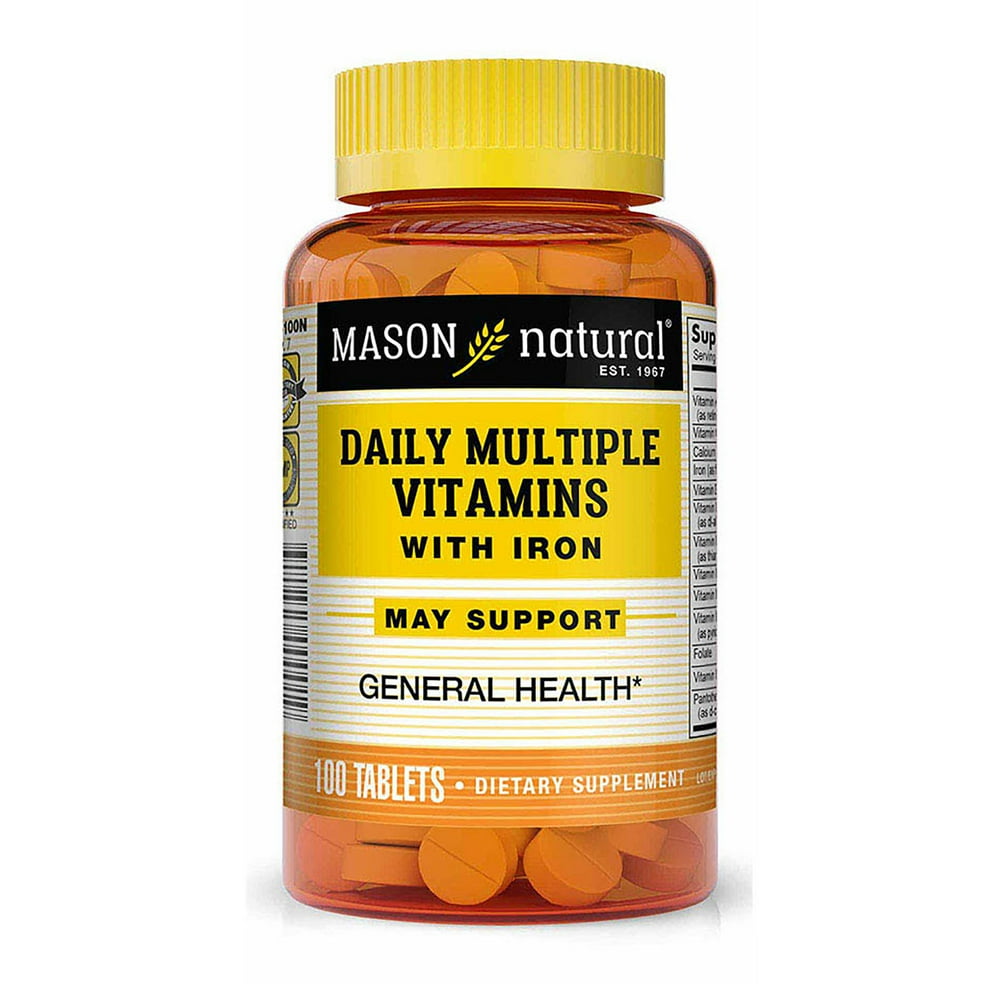 Mason Natural Daily Multiple Vitamins with Iron, Vitamins A, C, D, E