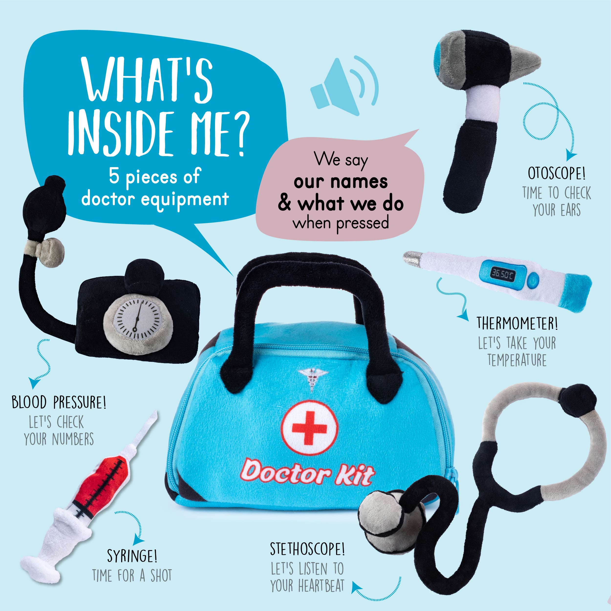 Buy Plush Creations Plush Doctor Kit Toy Set Includes 5 Talking Soft