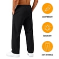 thumbnail image 4 of Dwelliawo Mens Lightweight Hiking Pants Quick Dry Stretch Joggers for Running Workout Casual Black L, 4 of 5