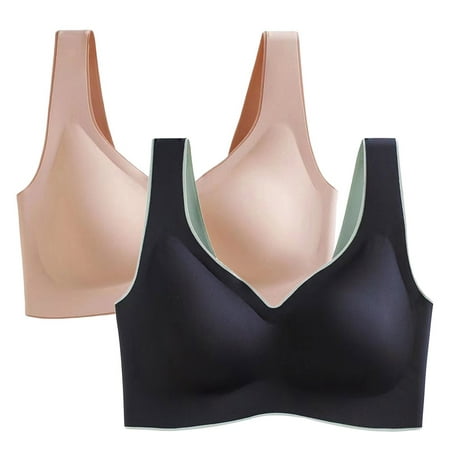 

Noarlalf bras for women 2PC WomenBra Wire Free Underwear One-Piece Seamless Bra Rubber Bra Sports Yoga underwear women