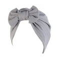 thumbnail image 1 of Headscarf Cap Shirring Elastic Traditional Headscarf Cap Detachable Bow Solid Color Turban Hat Hair Accessories, 1 of 6