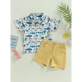 thumbnail image 2 of Bagilaanoe 2pcs Toddler Baby Boy Short Pants Set Short Sleeve Print Shirt Tops + Shorts 12M 18M 24M 3T 4T 5T Kids Casual Summer Outfits, 2 of 8