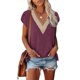 thumbnail image 1 of Blusa con manga de pétalo y cuello en V, blusa de encaje de guipur con ribete de encaje de manga corta, blusa para mujer y niña, 1 of 5