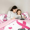 thumbnail image 4 of Feelyou Kawaii Boxing Gloves Twin Bedding Sets 7-Piece, Pink Hope Ribbon Bedding Comforter Set, Cartoon Love Heart Reversible Sheet Sets, Ultra Soft Bedroom Decor, 4 of 8