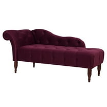Maklaine Contemporary Hardwood Tufted Roll Arm Chaise Lounge in Burgundy