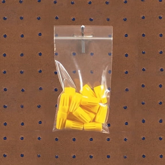 6 x 6" - 4 Mil Reclosable Poly Bags w/ Hang Hole - 1000 Per Case