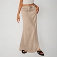 thumbnail image 2 of VBTAPA Maxi Skirts for Women 2025 Summer Cotton Linen Long Skirts Boho Casual Flowy Skirts Drawstring Waist A Line Skirts Beige S, 2 of 8
