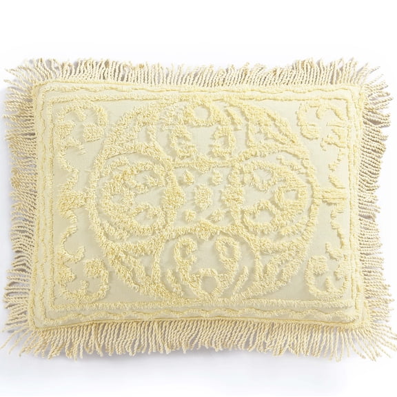 Beatrice Home Fashions Medallion Chenille Standard Sham Yellow