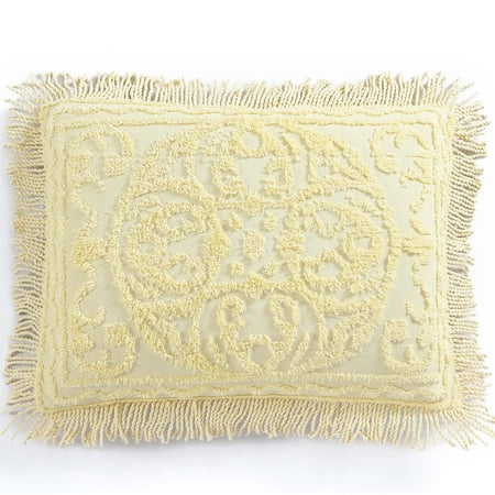 Beatrice Home Fashions Medallion Chenille King Sham Yellow