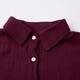 thumbnail image 6 of Duoif Womens Tops Womens Shirts Button down Dress Shirts Casual Short Sleeve Textured Collared Summer Work Blouse Camping Clothes Wine XL, 6 of 8