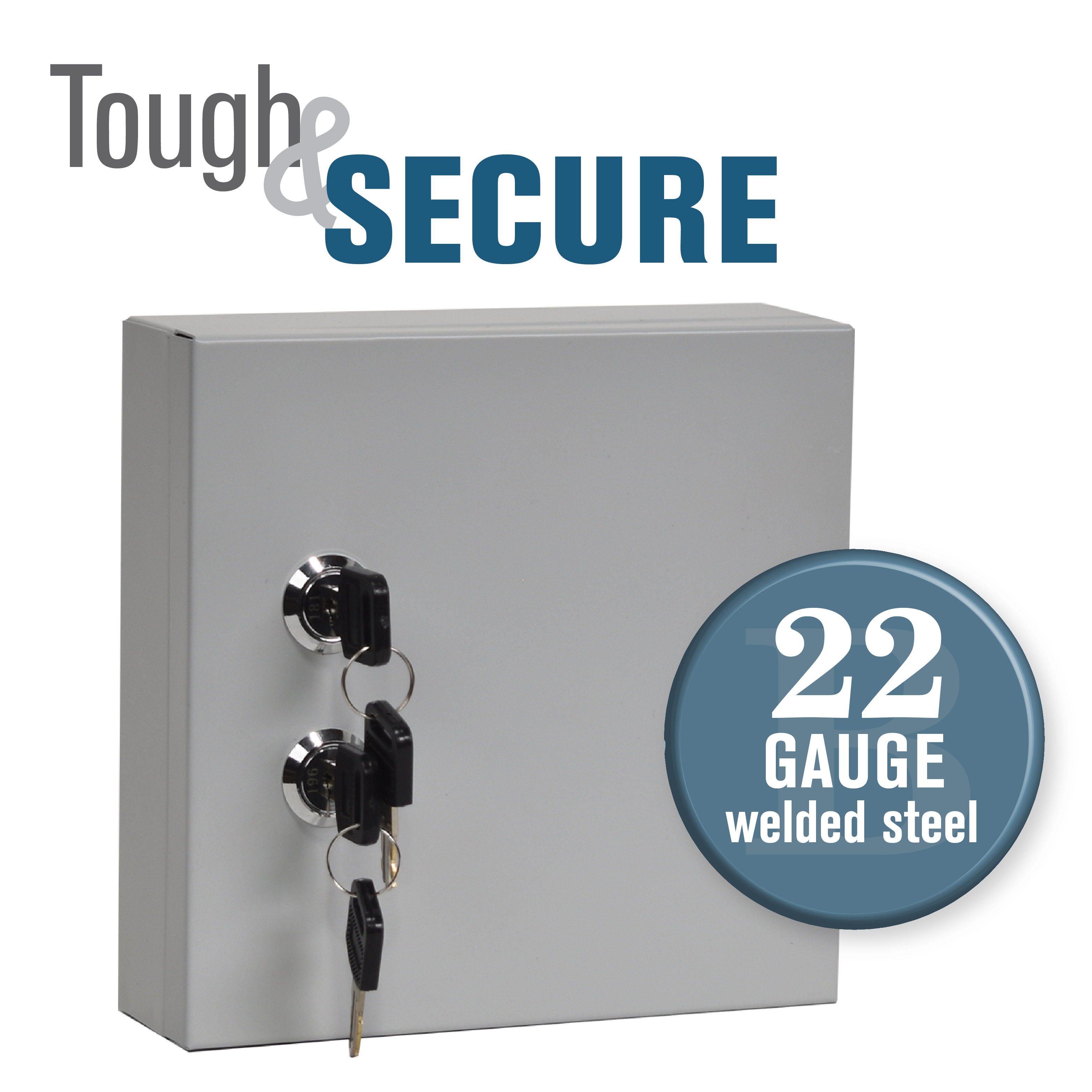 BankSupplies Fort Knox 10 Key Cabinet | Dual Lock Control Key Box | 22 Gauge