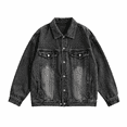 thumbnail image 7 of Akmaiox Men's & Big Men's Denim Jacket Button Up Long Sleeve Shirts Regular Fit Jean Trucker Jacket with Pockets Dark Gray XXXL, 7 of 7
