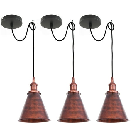 

Kiven Farmhouse Iron Pendant Light Fixture 3 Pack High Ceiling Compatible Pendant Lighting with 9.84FT Wire Industrial Hardwire Pendant Lighting for Bedroom Kitchen Hallway Home Decor Rusty Red