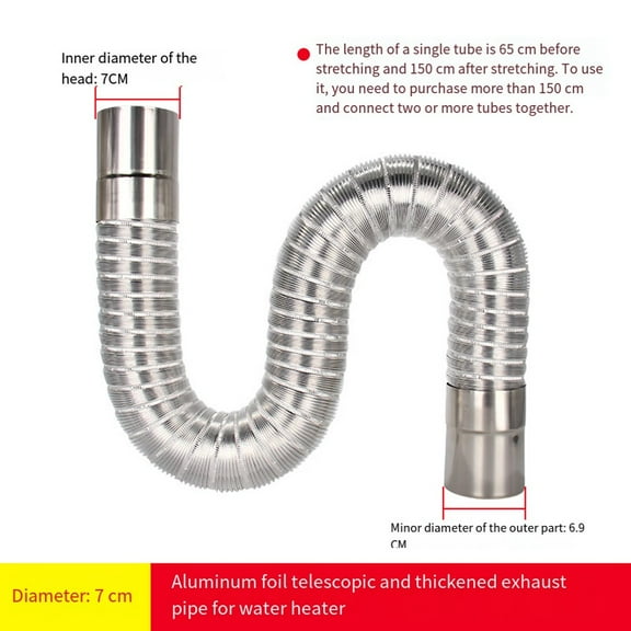 Flexible Gas Water Heater Flue Pipe Adjustable 0 65 to 1 5 Meters Aluminum Foil with Stainless Steel for Robust Performance